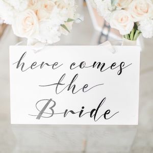 Here Comes The Bride Wedding Sign and Ring Pillow